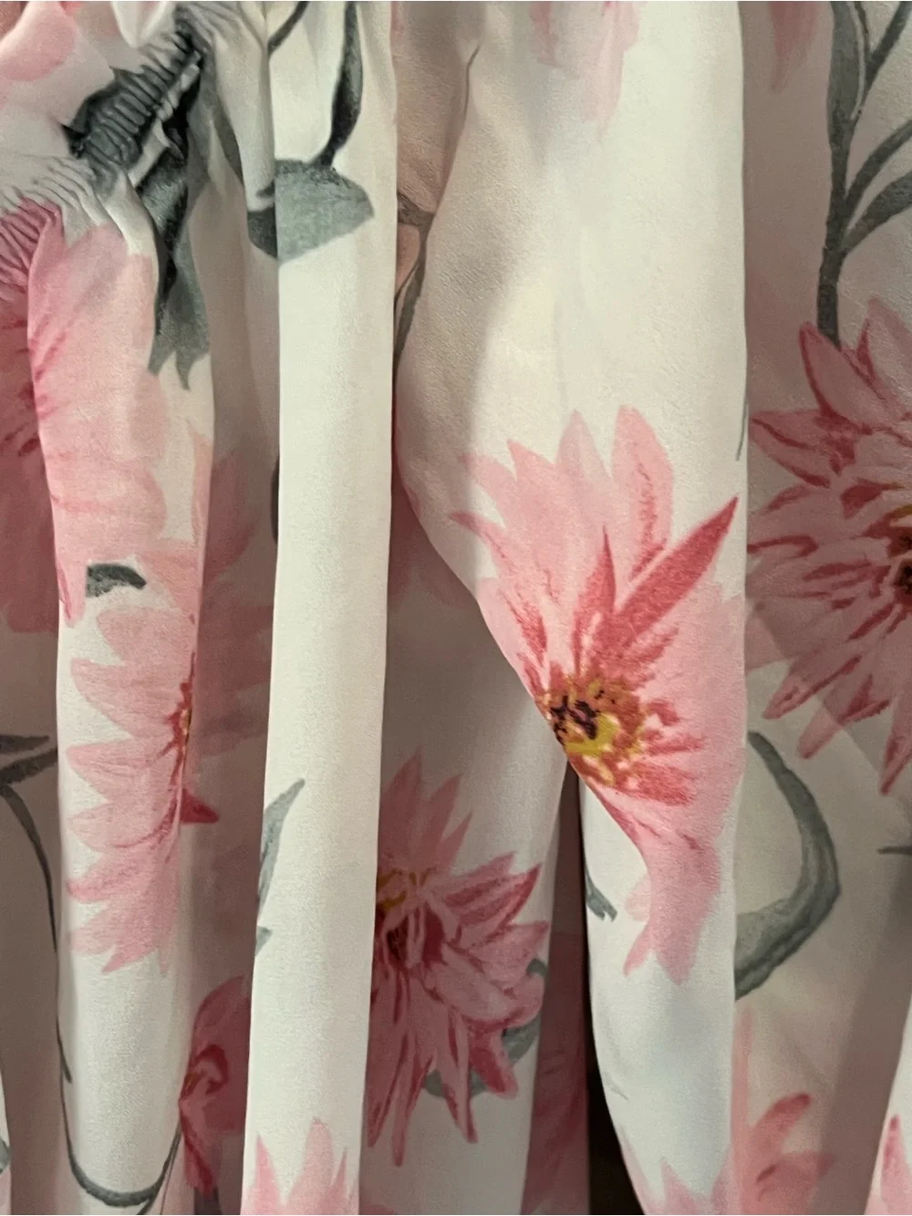 White and Pink Floral Ruffle Peasant Blouse